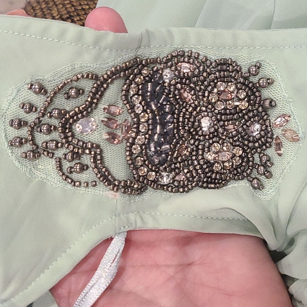 Zara Mint Green sleeveless dress with beaded shoulders - Picture 3 of 8